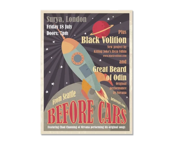Before Cars gig poster by Design Marie