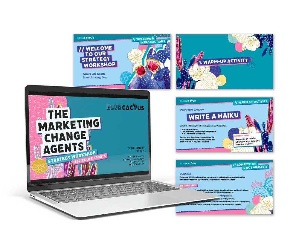 Blue Cactus PowerPoint presentation design by Design Marie