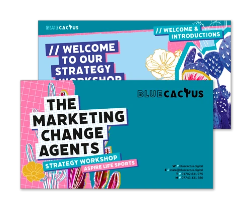 Blue Cactus PowerPoint presentation design by Design Marie