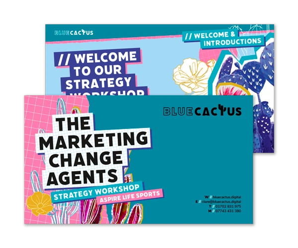 Blue Cactus PowerPoint presentation design by Design Marie
